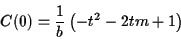 \begin{displaymath}C(0)= \frac{1}{b}\left(-t^2-2tm +1\right)
\end{displaymath}